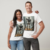 Trendy Retro Roboter Grafik-Abschlag T-Shirt (Unisex)