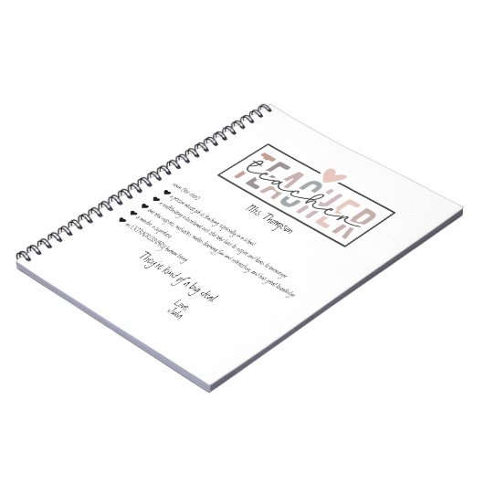 Trendy Retro School Lehrer Wertschätzung Vielen Da Notizblock (Linke Seite)