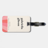 Trendy Retro-Sonnenburg minimale monogramm rosa Cr Gepäckanhänger (Rückseite horizontal)