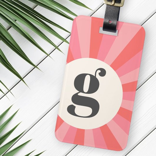 Trendy Retro-Sonnenburg minimale monogramm rosa Cr Gepäckanhänger