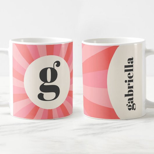 Trendy Retro-Sonnenburg minimale monogramm rosa Cr Kaffeetasse