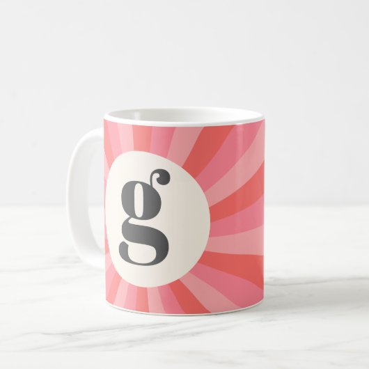 Trendy Retro-Sonnenburg minimale monogramm rosa Cr Kaffeetasse (Vorderseite Links)