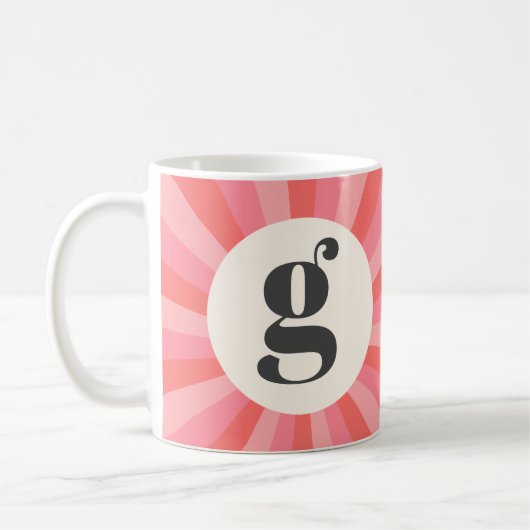 Trendy Retro-Sonnenburg minimale monogramm rosa Cr Kaffeetasse (Links)