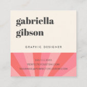 Trendy Retro-Sonnenburg minimale monogramm rosa Cr Quadratische Visitenkarte (Rückseite)