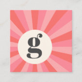 Trendy Retro-Sonnenburg minimale monogramm rosa Cr Quadratische Visitenkarte (Vorderseite)