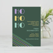 Trendy Retro-Stil HO-HO-HO-Linien Einladung (Stehend Vorderseite)