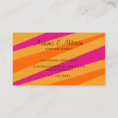 Trendy Retro Streifen 70er Orange Mustard Pink Visitenkarte (Rückseite)