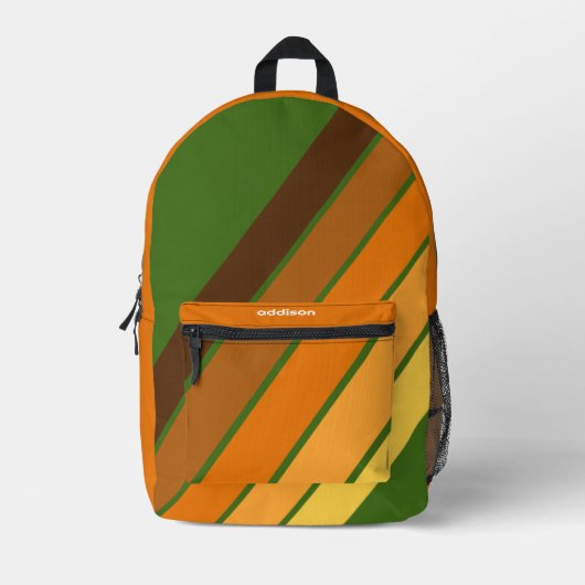 Trendy Retro Stripes 4 Foto Collage - Avocado Bedruckter Rucksack (Vorderseite)