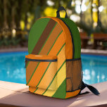 Trendy Retro Stripes 4 Foto Collage - Avocado Bedruckter Rucksack<br><div class="desc">Rugby Stripes - Ein gepflegtes Muster mit fetten Streifen und einem Namen. Im Hintergrund ist ein Retro-farbenes Streifen-Muster mit Brauntönen und Avocado-Grün enthalten.</div>
