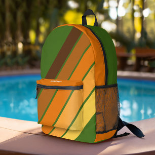 Trendy Retro Stripes 4 Foto Collage - Avocado Bedruckter Rucksack