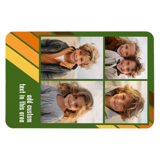 Trendy Retro Stripes 4 Foto Collage - Avocado Magnet (Horizontal)