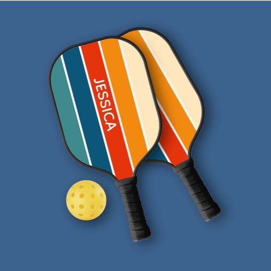 Trendy Retro Striping Personal Pickleball Schläger