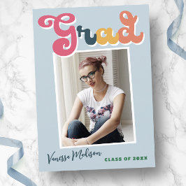 Trendy Retro Style Blue Vintag Boho Foto Grad Ankündigung