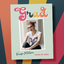 Trendy Retro Style Vintager Abschluss 1 Foto Postkarte