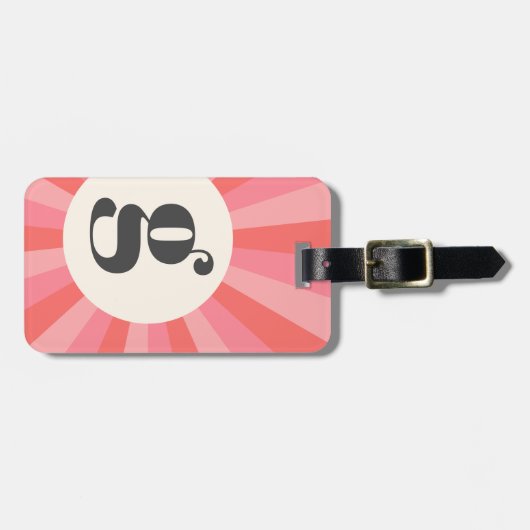 Trendy retro sunburst minimal monogram pink cream gepäckanhänger (Vorderseite horizontal)