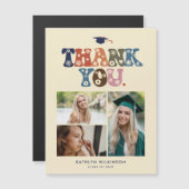 Trendy Retro Typografy Foto Abschluss Vielen Dank Magnetkarte (Vorne/Hinten)
