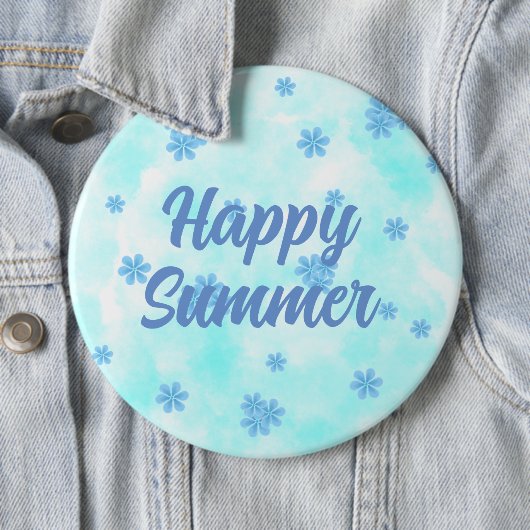 trendy Retro Vintag blauen Blumen Monogramm Button (Beispiel)