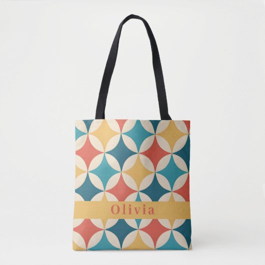 Trendy Retro Vintag Pattern Monogramm Tasche (Vorderseite)