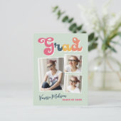 Trendy Retro Vintag Style Grad 3 FotoCollage Postkarte (Stehend Vorderseite)