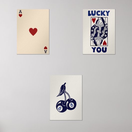 Trendy Retro Wall Art Set, Lucky You Poster Bilderwand Sets (Vorderseite)