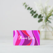 Trendy Retro Waves 70er 80er Pink Magenta Lila Visitenkarte (Stehend Vorderseite)