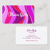 Trendy Retro Waves 70er 80er Pink Magenta Lila Visitenkarte (Vorne/Hinten)