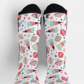 Trendy Retro Weihnachtsbaum und Ornamente Socken (Oben)