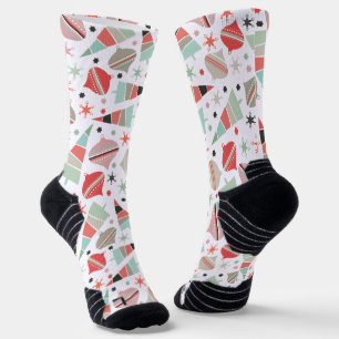 Trendy Retro Weihnachtsbaum und Ornamente Socken
