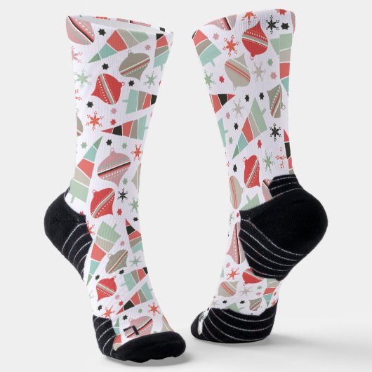 Trendy Retro Weihnachtsbaum und Ornamente Socken (Gewinkelt)