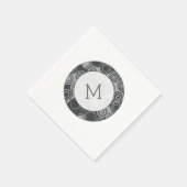 Trendy Retro Wirbel Silver Gray Monogram Serviette (Ecke)