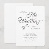 Trendy Ribbon Elegant Script Wedding Invitation Einladung (Vorne/Hinten)