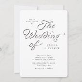 Trendy Ribbon Elegant Script Wedding Invitation Einladung (Vorderseite)