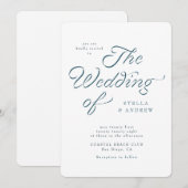 Trendy Ribbon Elegant Script Wedding Invitation Einladung (Vorne/Hinten)