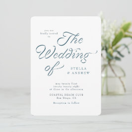 Trendy Ribbon Elegant Script Wedding Invitation Einladung