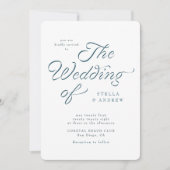 Trendy Ribbon Elegant Script Wedding Invitation Einladung (Vorderseite)
