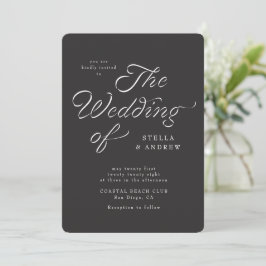 Trendy Ribbon Elegant Script Wedding Invitation Einladung