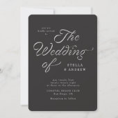 Trendy Ribbon Elegant Script Wedding Invitation Einladung (Vorderseite)