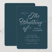Trendy Ribbon Elegant Script Wedding Invitation Einladung (Vorne/Hinten)