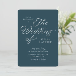 Trendy Ribbon Elegant Script Wedding Invitation Einladung