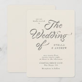 Trendy Ribbon Elegant Script Wedding Invitation Einladung (Vorne/Hinten)