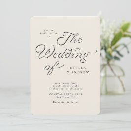 Trendy Ribbon Elegant Script Wedding Invitation Einladung