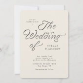 Trendy Ribbon Elegant Script Wedding Invitation Einladung (Vorderseite)