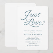 Trendy Ribbon Elegant Script Wedding Invitation Einladung (Vorne/Hinten)