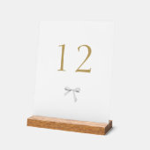 Trendy Ribbon White Wedding Tischnummer Acrylschild (Winkel)