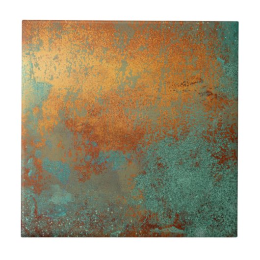 Trendy Rich Copper Patina Metallic Fliese (Vorderseite)