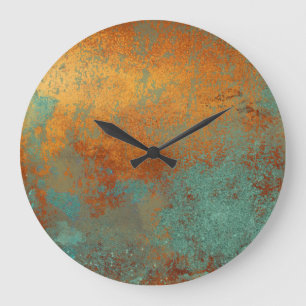 Trendy Rich Copper Patina Metallic Große Wanduhr