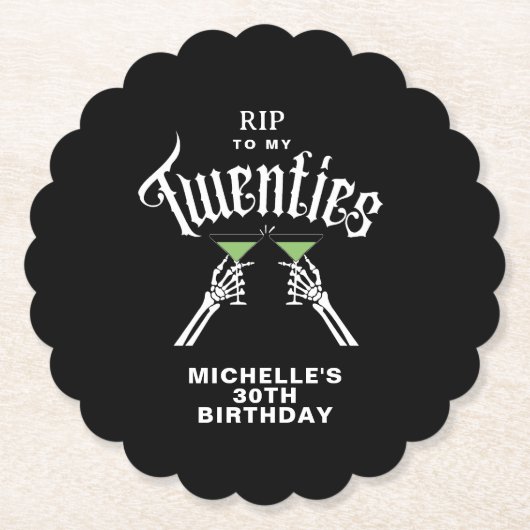 Trendy RIP zu meinem 30. Geburtstag Party Untersetzer (Vorderseite)