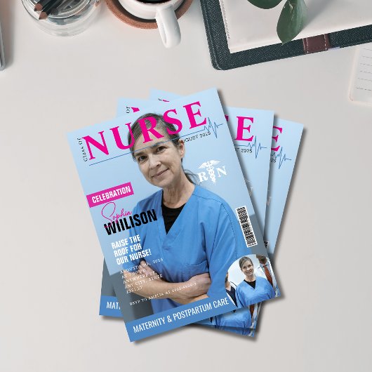 Trendy RN nurse Magazine Foto Abschluss Einladung