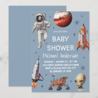 Trendy Rocket Ship Space Galaxy Alien Baby Shower