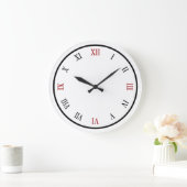 Trendy Roman Numerary Red Black Wall Clock Große Wanduhr (Zuhause)